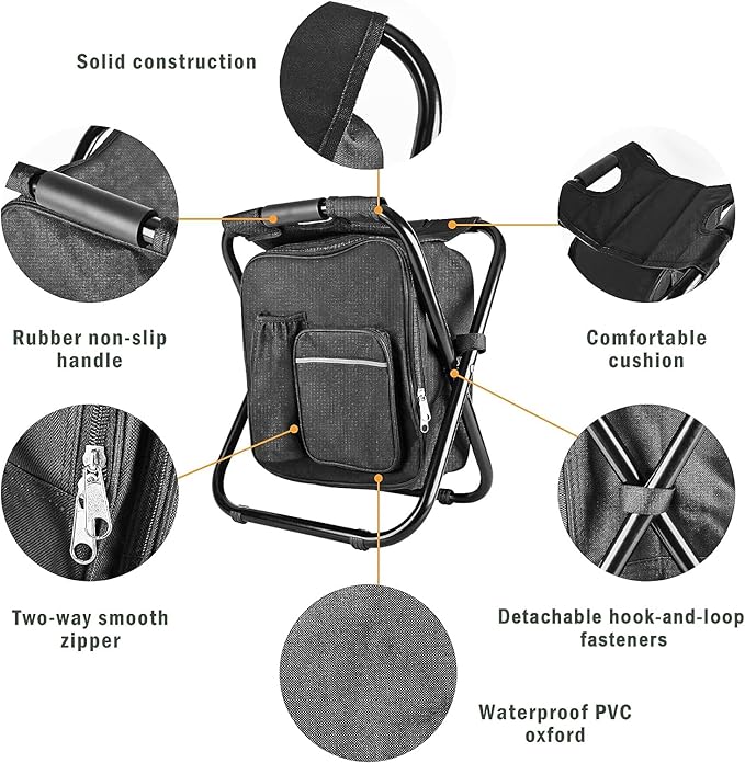 🎣 FOLDABLE STOOL WITH INSULATED BAG 🎒🪑