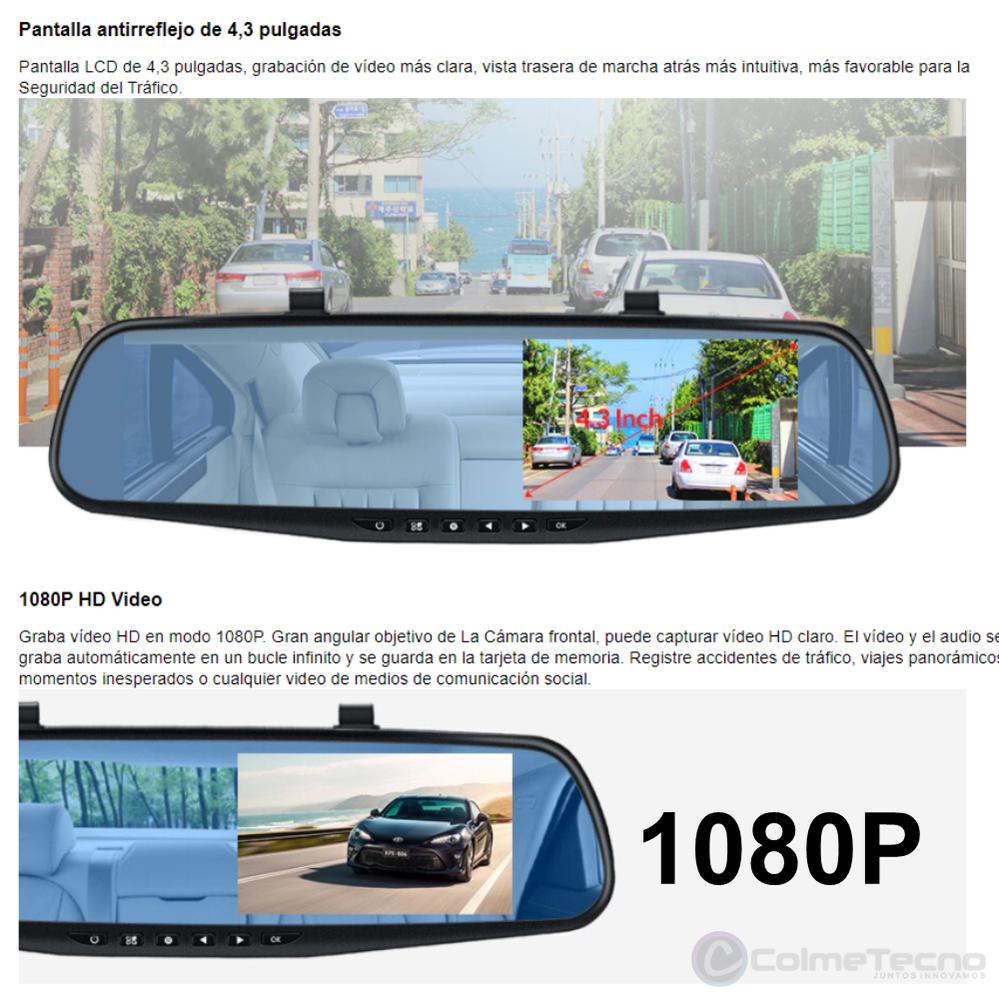Dual-Camera Full Hd Rearview mirror