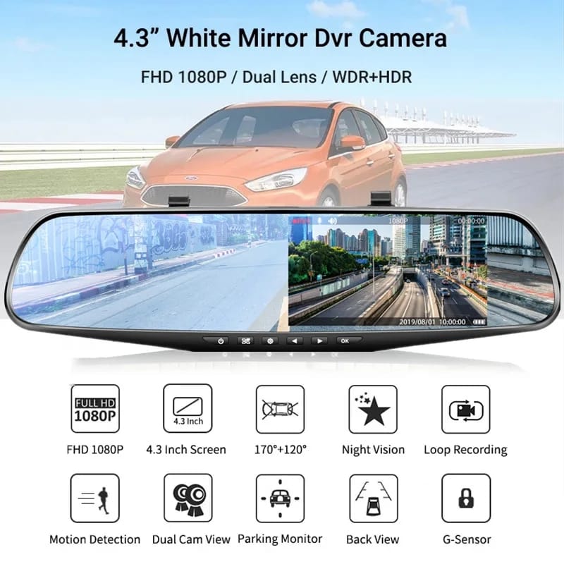 Dual-Camera Full Hd Rearview mirror